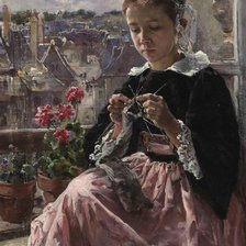 Схема вышивки «вязальщица»