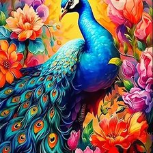 Схема вышивки «Павлин в цветах 120_160 120 цветов»