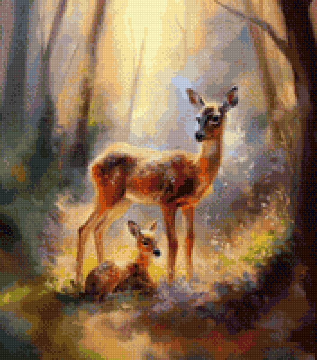 олени в лесу - животные - предпросмотр