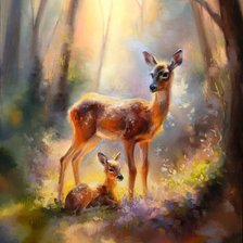 Схема вышивки «олени в лесу»