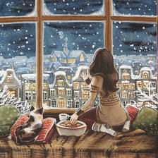 Схема вышивки «Зима в окне»