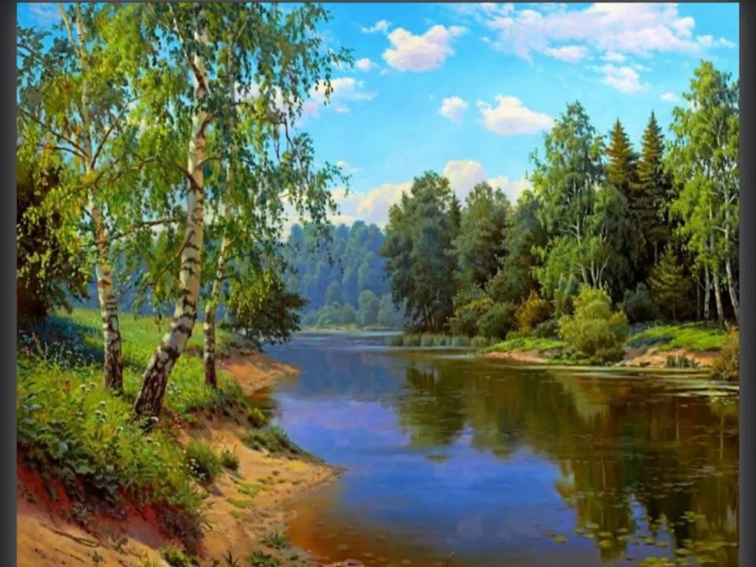 Летний пейзаж - лес, озеро - оригинал