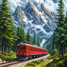 Схема вышивки «Поезд в горах»