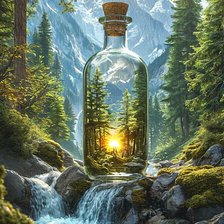 Схема вышивки «Лес в бутыле»