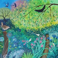 Схема вышивки «Природа пейзаж деревья птицы»