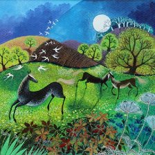 Схема вышивки «Природа пейзаж лес лошади»