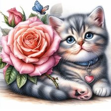 Схема вышивки «котик»