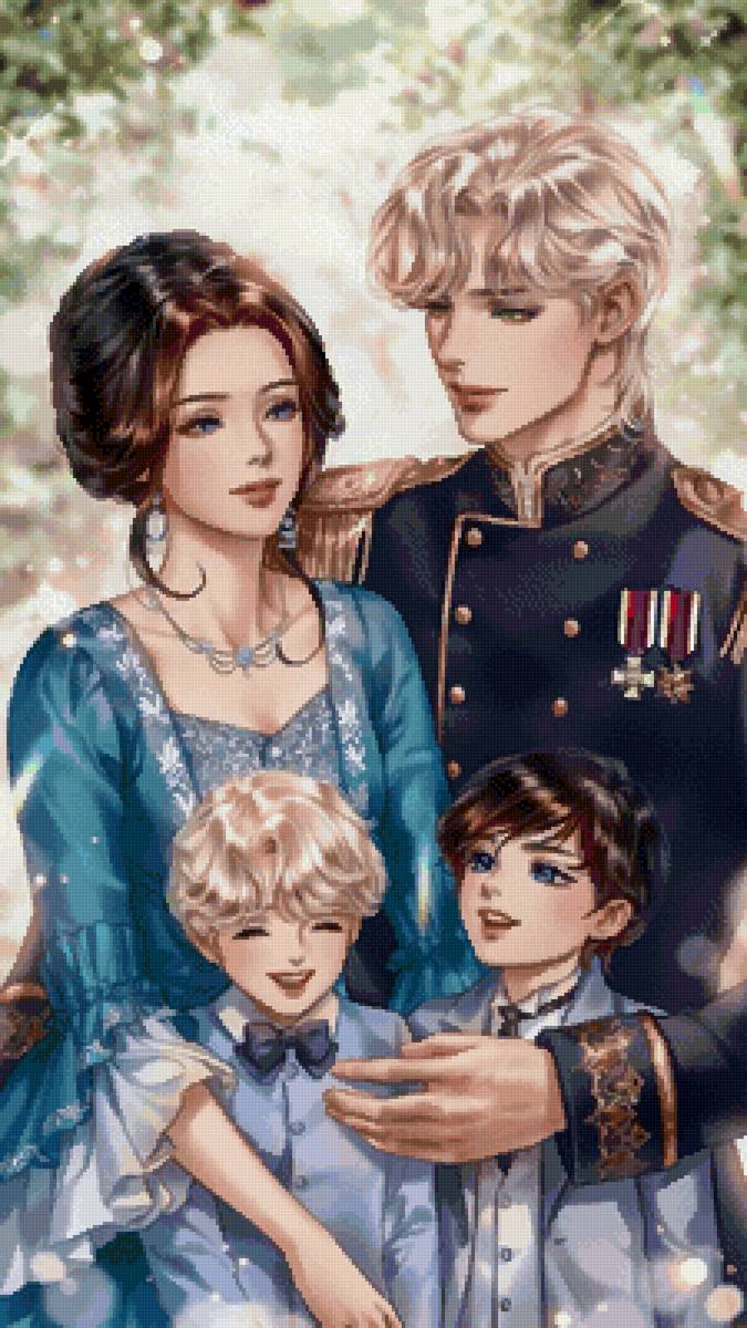 Счастливая семья - дети, девушка, аниме, парень - предпросмотр