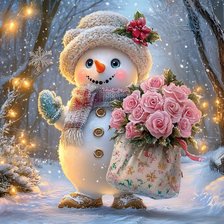 Схема вышивки «Снеговик»