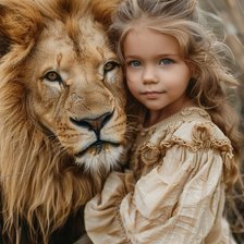 Схема вышивки «Girl with Lion»