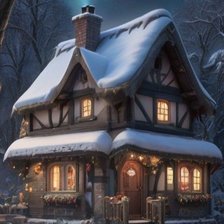 Схема вышивки «Зимний домик»