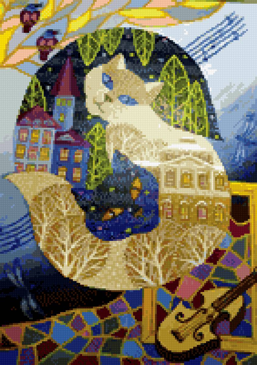 Кошки на окошке - абстракция, кошки - предпросмотр