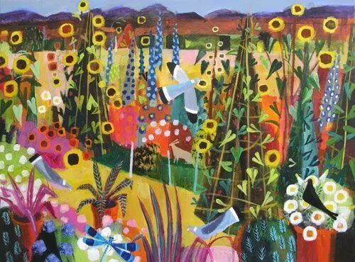 №2843719 - поле цветы птицы природа пейзаж - оригинал