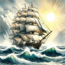 Схема вышивки «Четырёхмачтовый бриг»