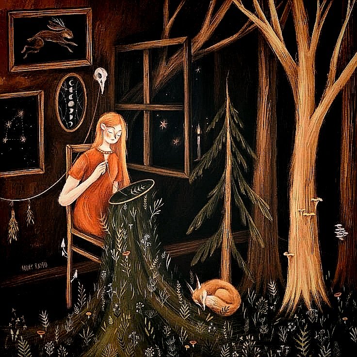 Лисья песнь Ред 1 - магия, творчество, лисы, рукоделие, лес - оригинал