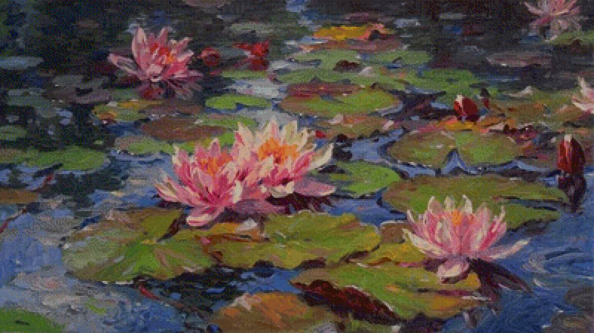 лилии - лето, лилии, пруд, цветы - предпросмотр