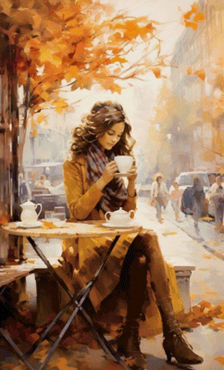 Девушка с кофе - художники - предпросмотр