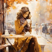 Схема вышивки «Девушка с кофе»