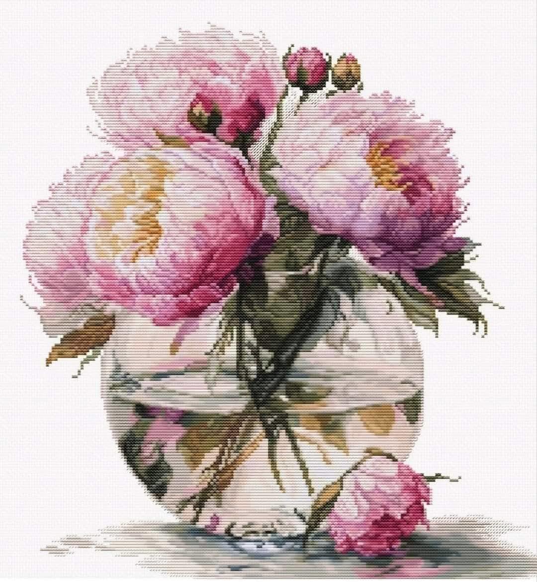 Пионы в вазе - ваза, пионы - оригинал