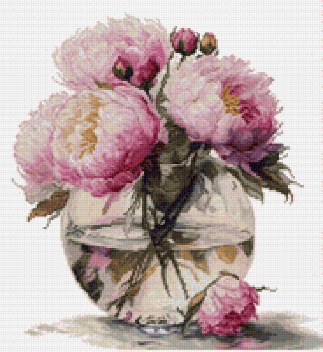 Пионы в вазе - ваза, пионы - предпросмотр