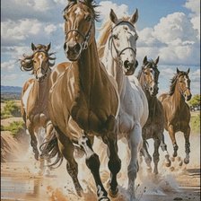 Схема вышивки «Лошади»