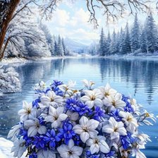 Схема вышивки «Подснежники»