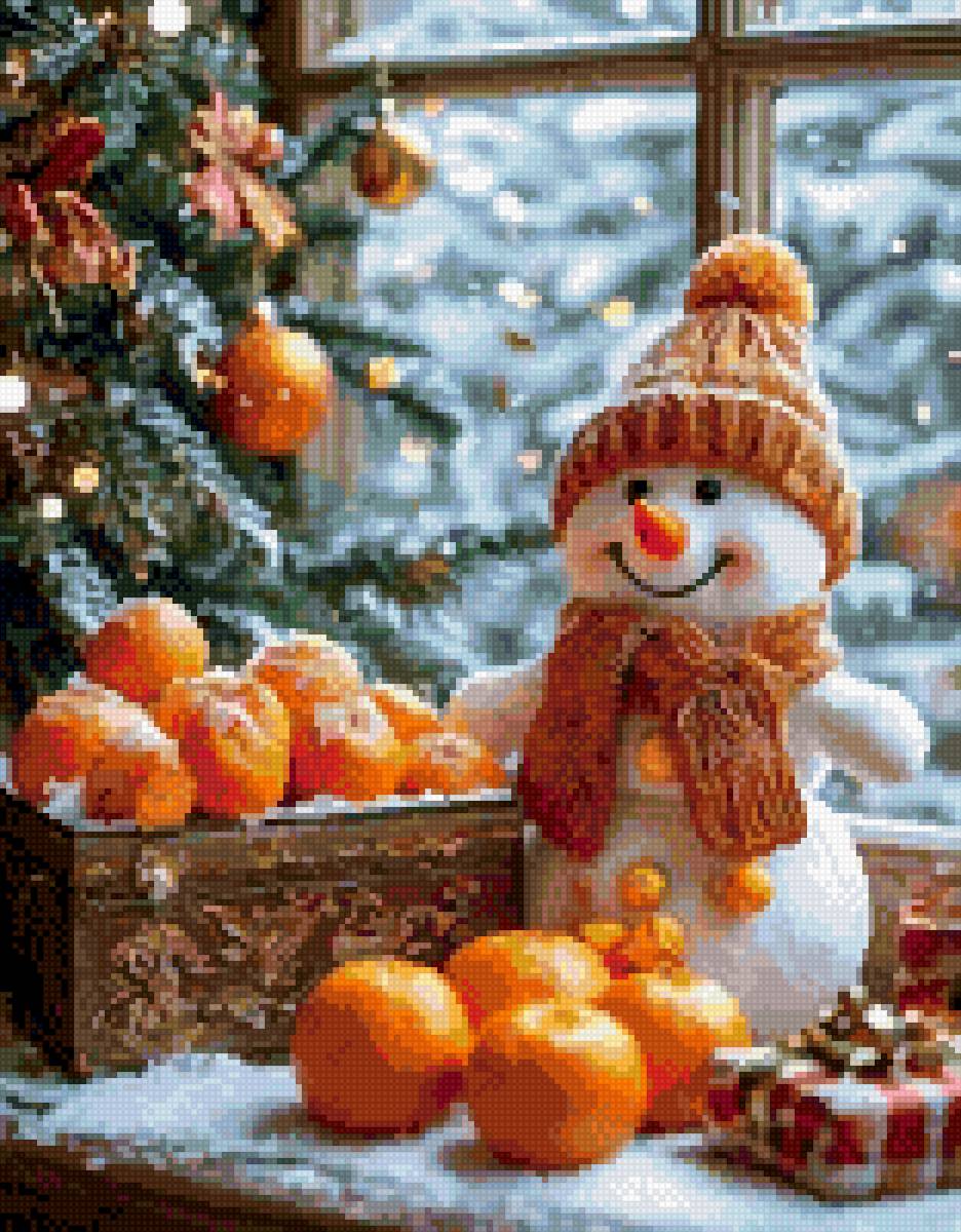 Снеговик⛄ - мандарины, новый год, снеговик - предпросмотр