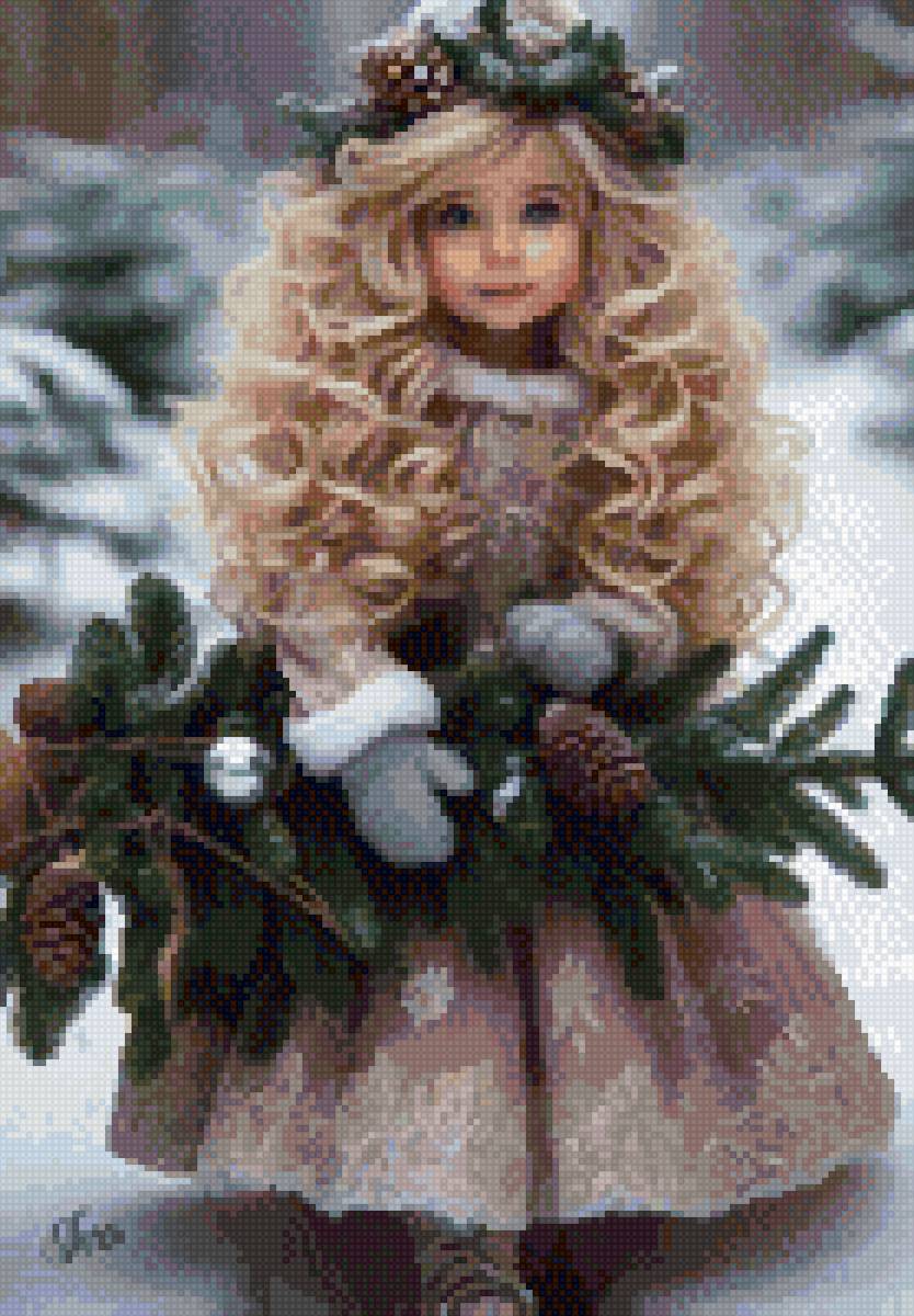 Девочка - девочка, зимний лес - предпросмотр