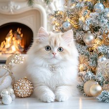 Схема вышивки «Зимний котик»