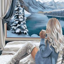 Схема вышивки «Девушка зима»