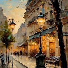 Схема вышивки «улица вечером»