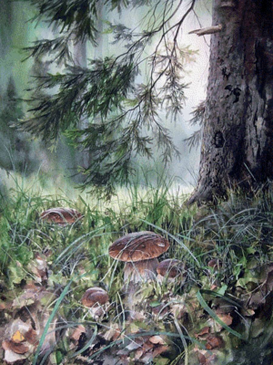 Грибная поляна. Александр Вяземский - русские художники - предпросмотр