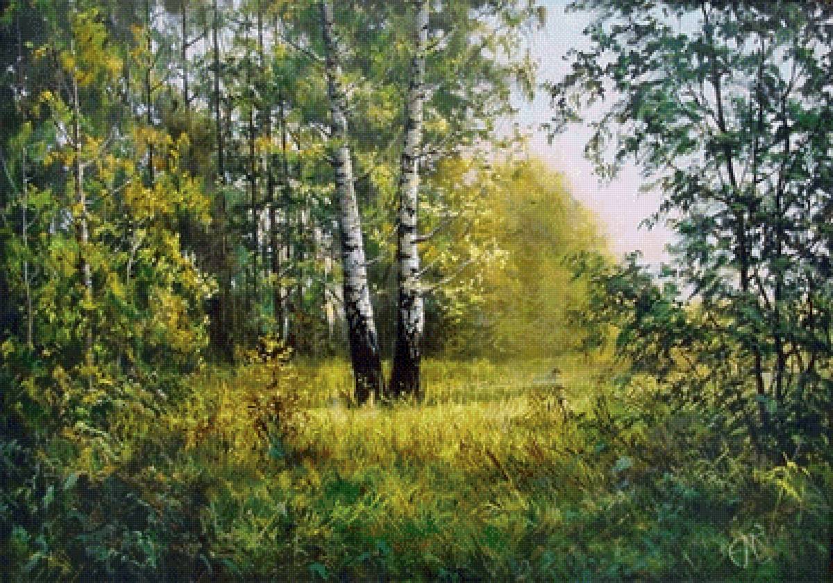 Лесная поляна. Елена Покушева - русские художники - предпросмотр