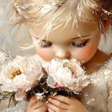 Схема вышивки «Girl_With_Flowers»