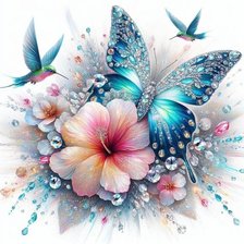 Схема вышивки «Бабочка в цветах»