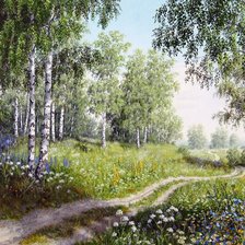 Схема вышивки «Берёзовая роща. Аркадий Михайлов»