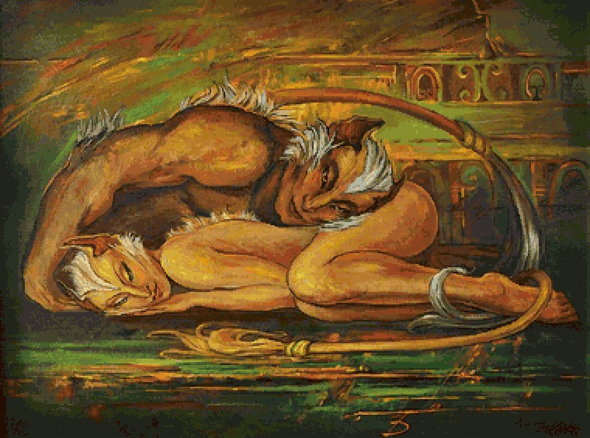 Слияние. (без солидов) Художник Станислава Алексеева - женщина, нежность, пара, защита, мужчина, любовь, сон, забота - предпросмотр