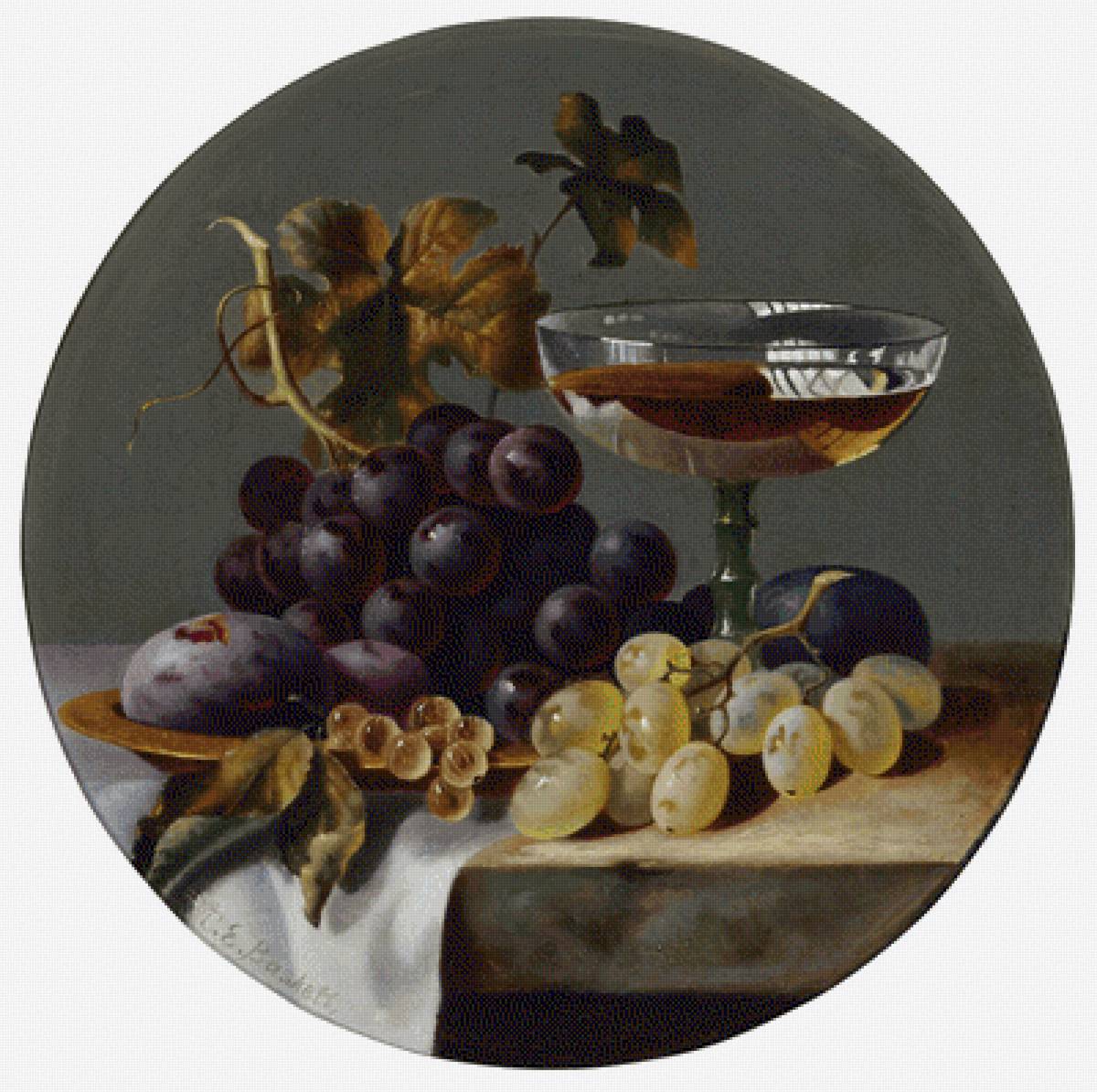 натюрморт - виноград, бокал - предпросмотр