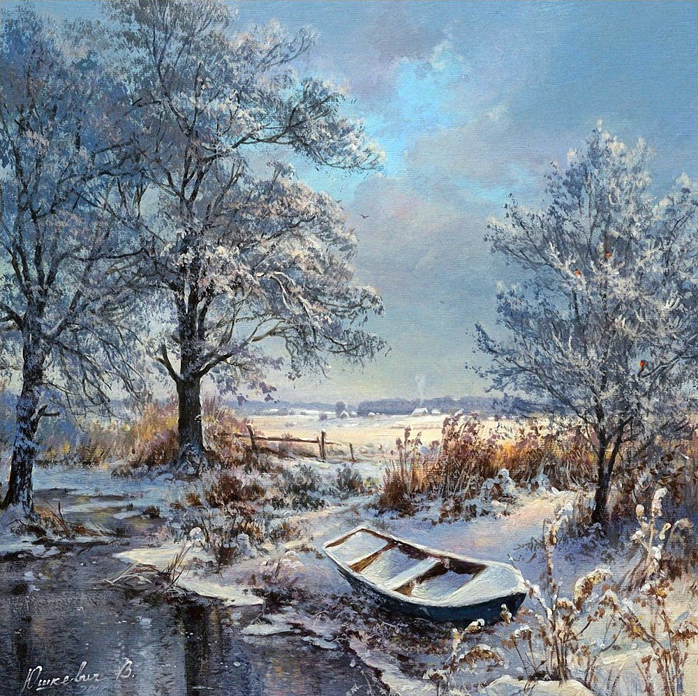 лодка,зима,природа - оригинал
