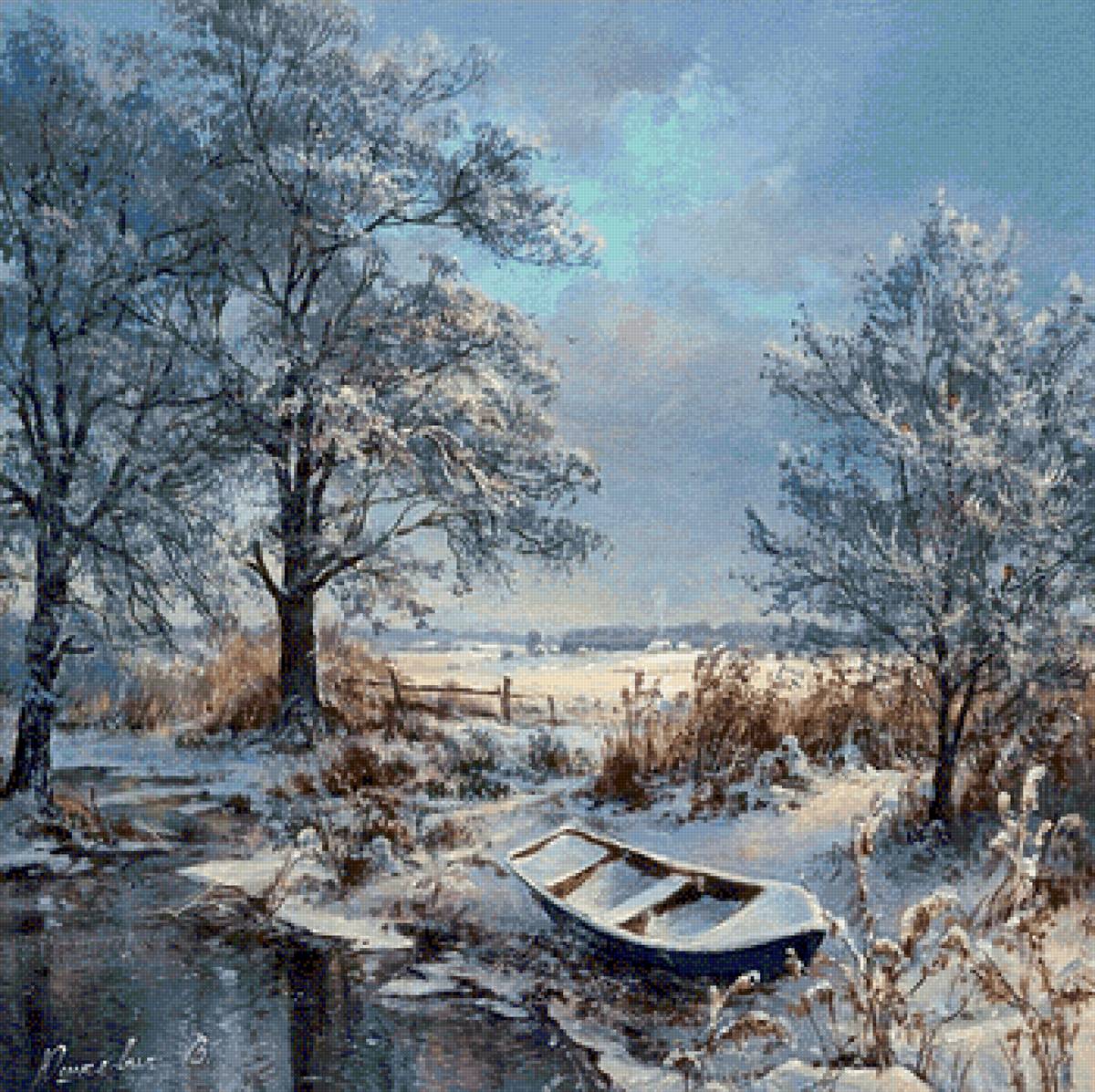 лодка,зима,природа - предпросмотр