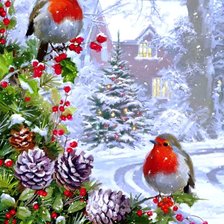 Схема вышивки «снегири»