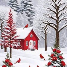 Схема вышивки «Красный домик»