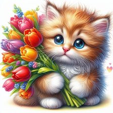 Схема вышивки «Милый котенок»