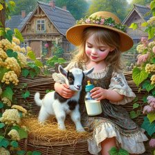 Схема вышивки «девочка с козленком»