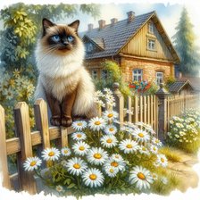 Схема вышивки «Кот на заборе»