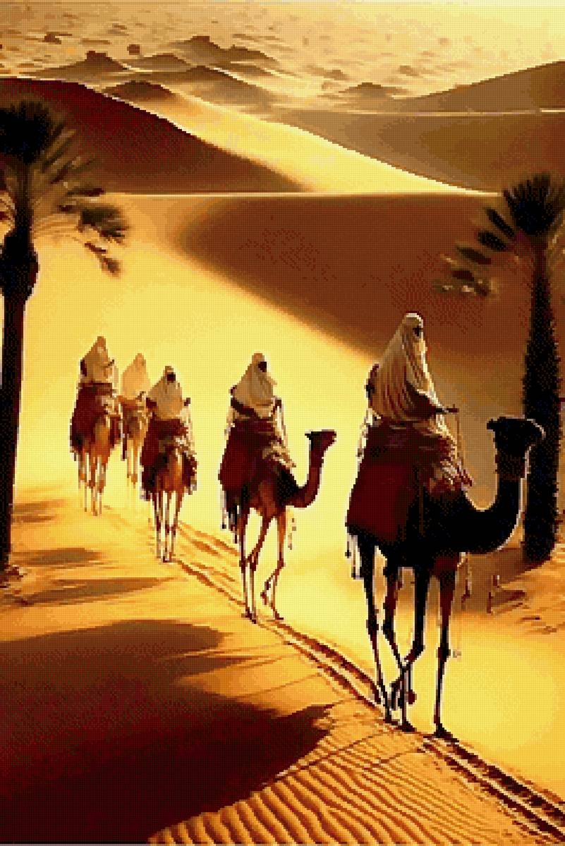 САХАРА - песок, пустыня, верблюд - предпросмотр