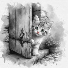 Схема вышивки «Котенок»