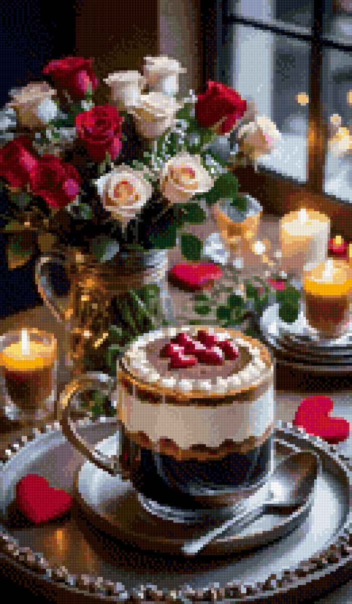 Кофе - цветы, розы, утро, кофе - предпросмотр