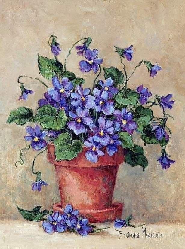 Фиалки - фиалки, цветы, живопись - оригинал