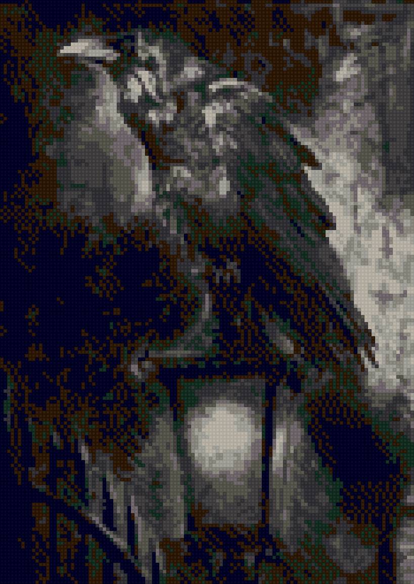 Ворон черный - птицы, дождь, фонарь, ворон - предпросмотр